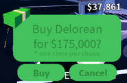 The GUI for buying the Delorean.