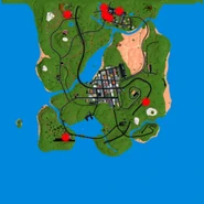 A minimap showing all seven delivery locations, represented by the red dots. (Before 5 Year Anniversary Live Update)