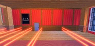 The right side of the hallway of lasers inside the Mansion.