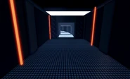 A view from the entrance to the hallway leading to the vault.