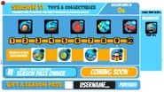 The rewards GUI for Season 11: Toys and Collectibles.