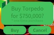 The GUI for purchasing the Torpedo with cash (this no longer works as the vehicle is unobtainable).