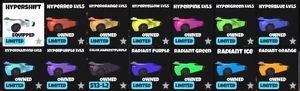 The full collection of Level 5 HyperChromes, along with HyperShift and some additional colors.