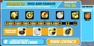 The rewards GUI for Season 10: Rich and Famous.