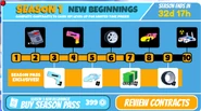 The rewards GUI for Season 1: New Beginnings.