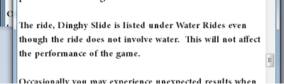 A message in the RCT2 manual saying that the dinghy slide does not include water.