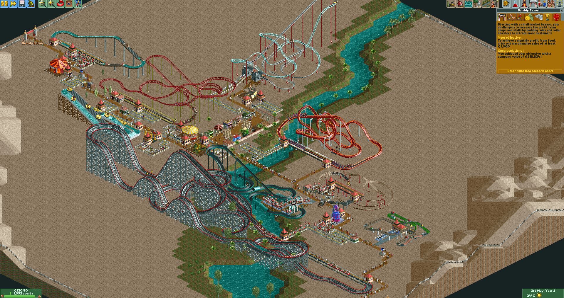 Bumbly Bazaar/Scenario Guide, RollerCoaster Tycoon