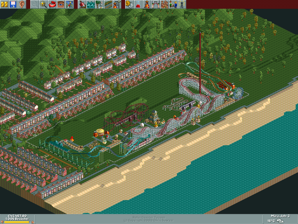 RollerCoaster Tycoon: Bumbly Beach Complete Park - Coaster101