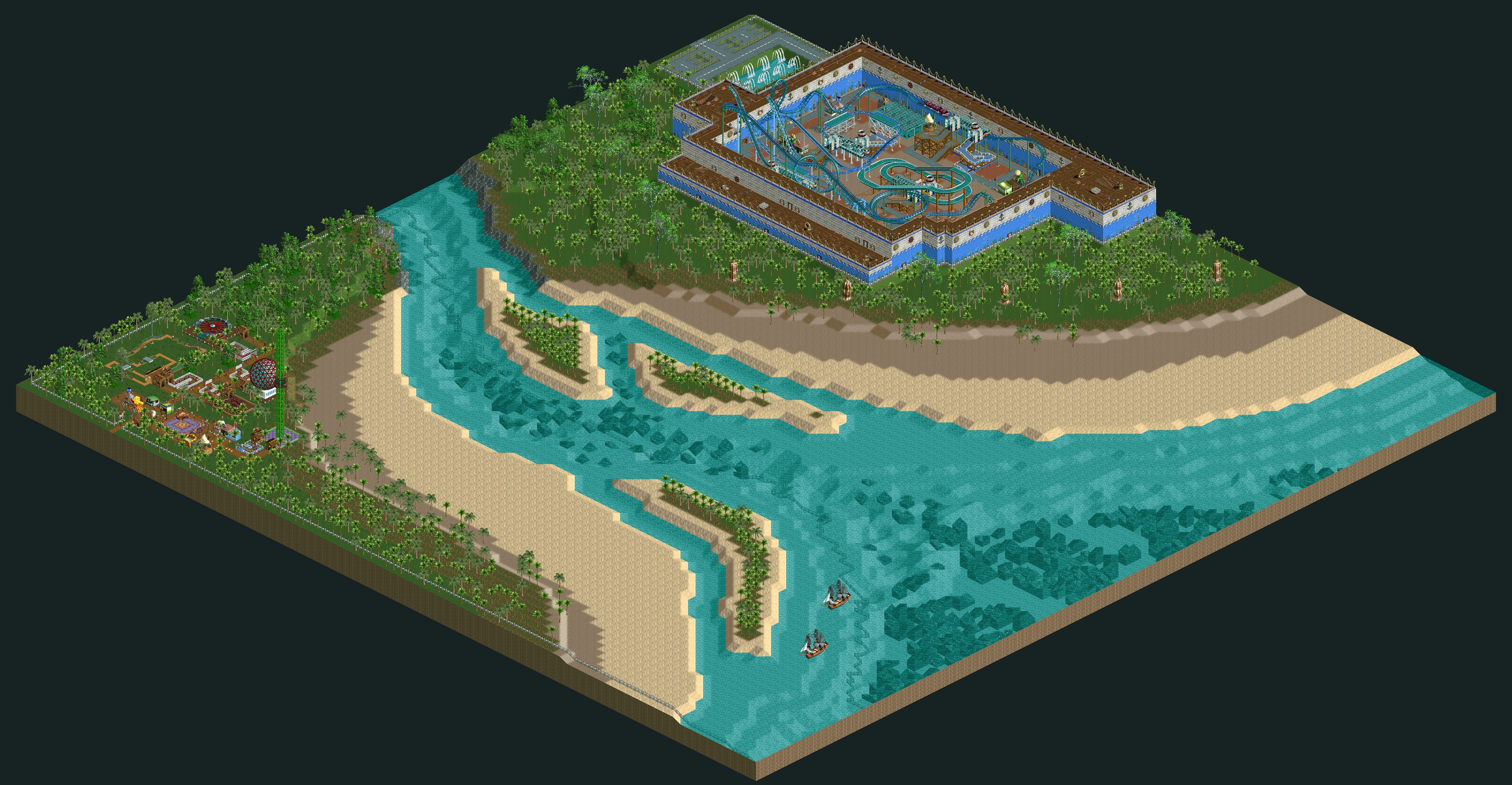 RollerCoaster Tycoon: Bumbly Beach Complete Park - Coaster101