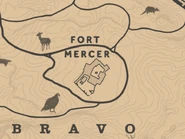 Fort Mercer en el mapa de RDR2.