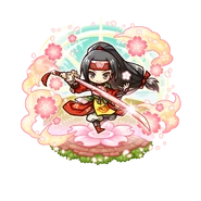 Sumeragi with the title of Sakura Samurai Trader after her awakening to the 18 Demon Warlords