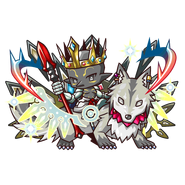 Kanata as a Black Goblin King and Ashen Silverwolf in the mobile game