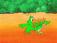 Penelope struggles to get the raft ring off.