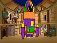 The rocket lifts off.