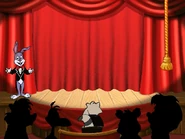 Reader Rabbit welcomes the audience to the show.