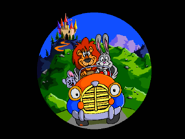 Reader Rabbit, Sam, and Mat take a drive down the Road to Imagination in Buster the Car.