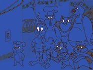 Everyone turns off the lights, getting ready to surprise Sam...