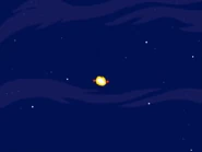 The rocket proceeds into space.