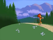 Sam runs across a path...