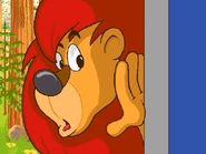 Sam peeks in the museum.