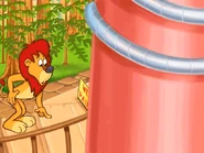 Sam touches the last stair of the entrance, picking up a smidge of wet paint.