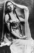 Taken in 1912, illustrating Mata Hari’s costume for the new Indian dance she had created with Inayat Khan.