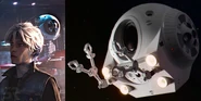 The Eva1 Discovery Pod from 2001: A Space Odyssey in Aech's Workshop