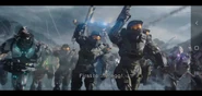 Master Chief, A squad of 6 spartans, an Arbiter and 3 Grunts from Halo