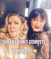 Athena X and Lisa selfie with caption Queens don't compete with hoes fist emoji