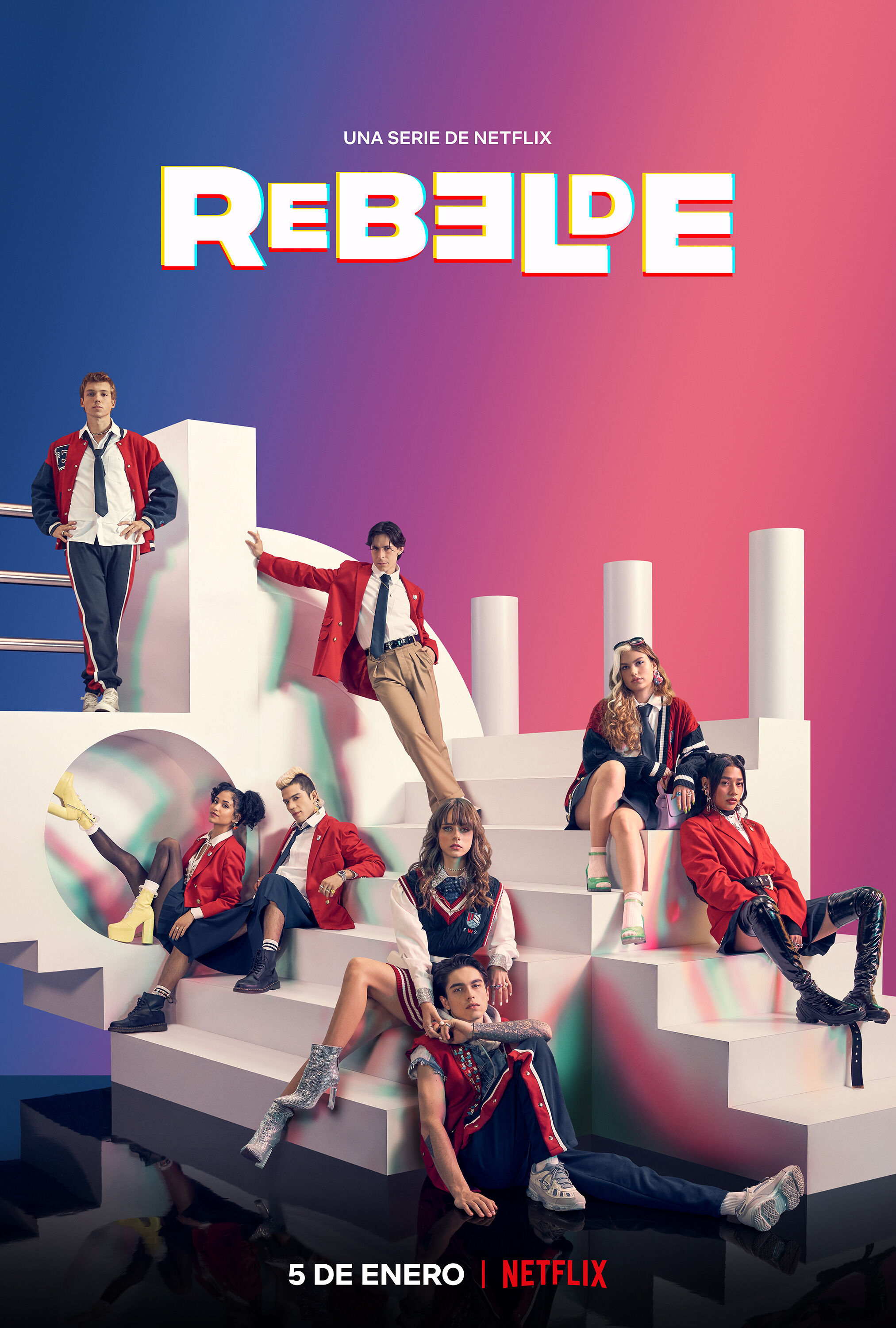 Rebelde TV Series 2022 Red Letterman Jacket