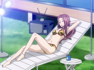 Bianchi's outfit while sunbathing