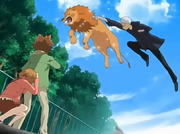 Ryohei golpea a un león
