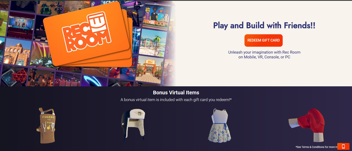 Gift Card Bonus Virtual Items, Rec Room Wiki