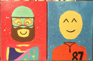 Hand Painted RecRoom Canvases by Jong Yi: Marcin and Mighty Big Minus