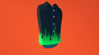 Bowling Shirt (Flames, Green) (1000 Tokens)