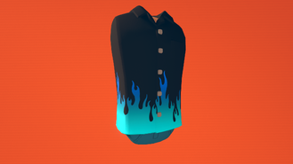 Bowling Shirt (Flames, Blue) (1000 Tokens)