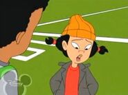 Spinelli explaining to Vince that she lost his marble