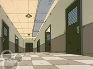 (School Interior) Hallway and Class Doors.