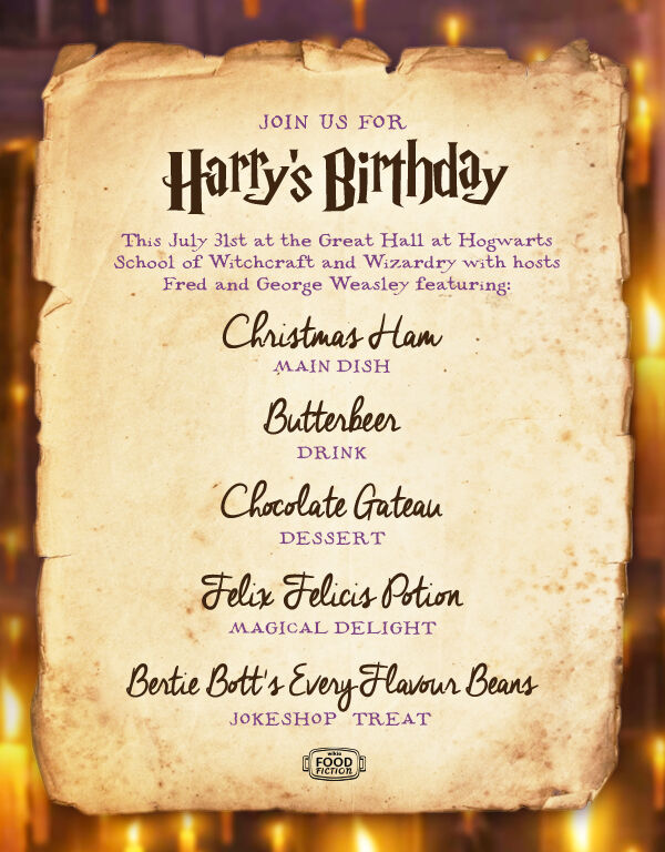 Menu a tema Harry Potter - Scuolainsoffitta