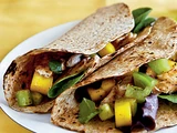 Blackened Catfish Taco with Mango Chutney and Cilantro Black Beans