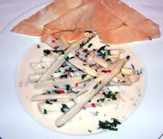 White asparagus in white sauce