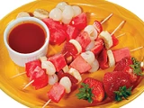 Japanese Fruit Skewers with Plum Sauce