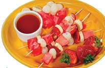 Japanese Fruit Skewers with Plum Sauce
