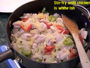 Stir-fry until chicken is white-ish