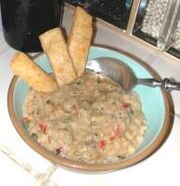 Mediterranean Thai Eggplant White Bean Soup