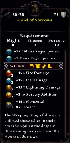 Cowl of Sorrows Inventory