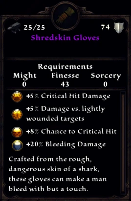 Shredskin Gloves Inventory
