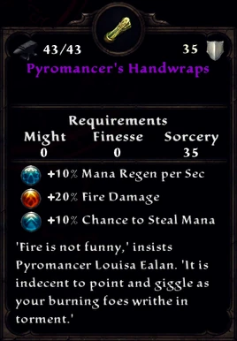 Pyromancer's Handwraps Inventory