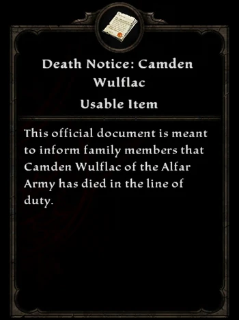 Death Notice- Camden Wulflac