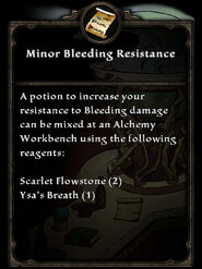 Minor Bleedign Resistance Recipe Card